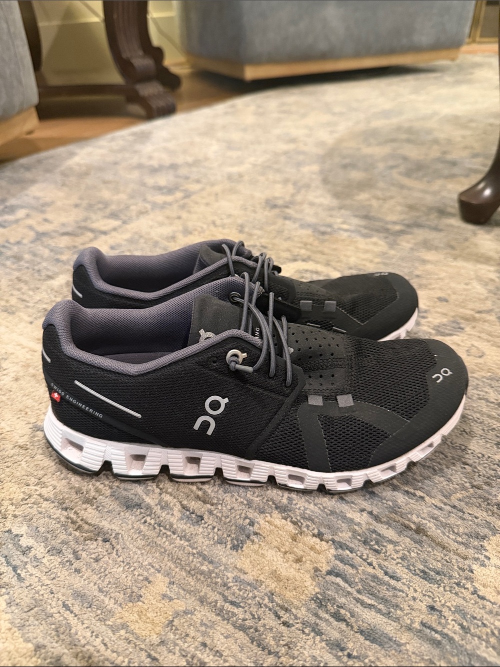 On Running Women’s Black and White Cloud-Style Athletic Shoes